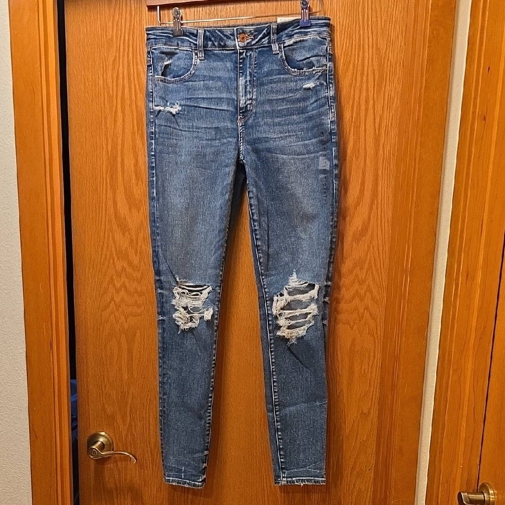 American Eagle Outfitters Ripped Blue Skinny Jeans